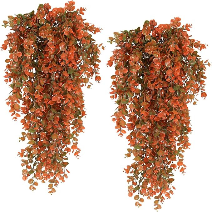 RECUTMS 4 Pcs Fake Fall Eucalyptus Hanging Plants 29.9Inch Artificial Fall Baskets UV Resistant P... | Amazon (US)