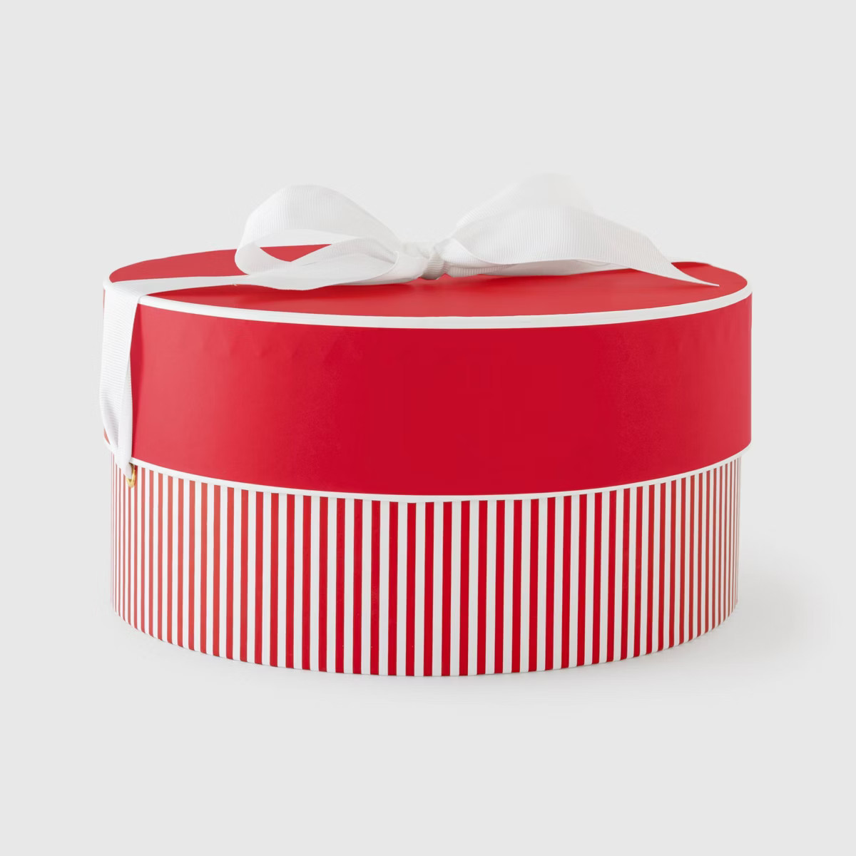 10" Large Round Striped Christmas Gift Box with Bow Red/White - Sugar Paper™ + Target | Target