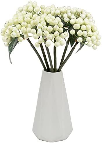 Tinsow 6 Pcs Artificial White Holly Berry Stem Realistic Bouquet for Wedding Party, Berry Ornamen... | Amazon (US)