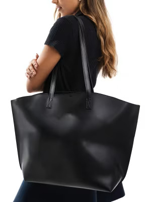 PASQ winged tote bag with inside pouch in black | ASOS (Global)