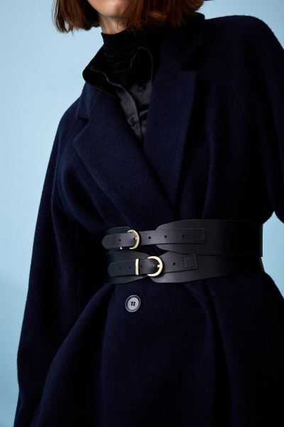 Double-breasted wool-blend coat - Navy blue - Ladies | H&M GB | H&M (UK, MY, IN, SG, PH, TW, HK)