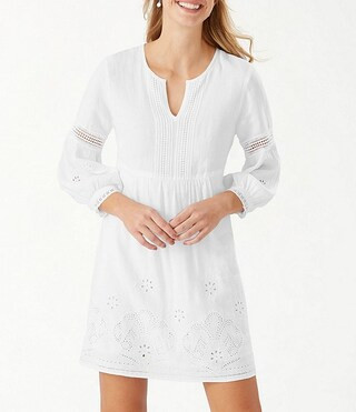 Tommy Bahama St. Lucia Full Sleeve Split Neck Swim Cover-Up Dress | Dillard's | Dillard's