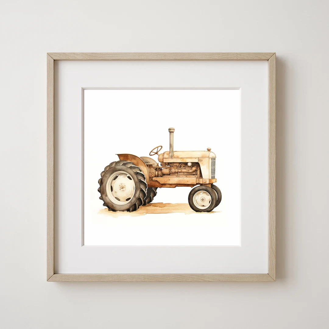 Watercolor Beige Tractor Print, Kids Room, Wall Art, Nursery Art, Tractor Prints, Transportation ... | Etsy (US)