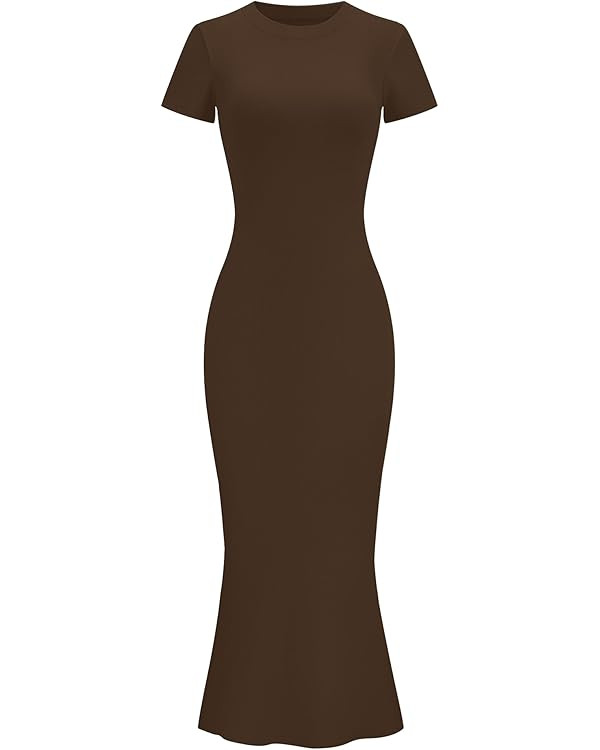 LOMON Women Fishtail Hem Ribbed Maxi Dresses Summer Casual Stylish Y2k Sexy Fitted Lady Elegant C... | Amazon (US)