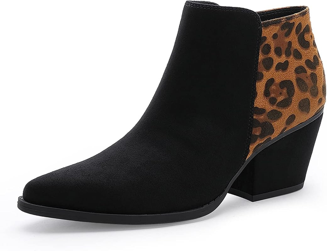 CentroPoint Women's Fashion Block Heel Ankle Boots Pointed Toe Side Zip Leather Booties | Amazon (US)