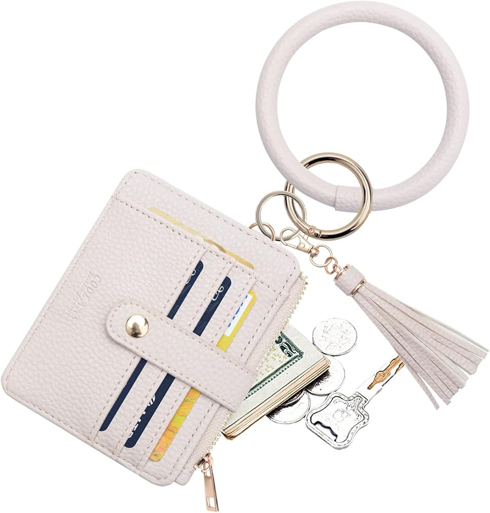 COOLANS Wristlet Bracelet Keychain Pocket Credit Card Holder Purse,Tassel Keychain Silicone Beade... | Amazon (US)