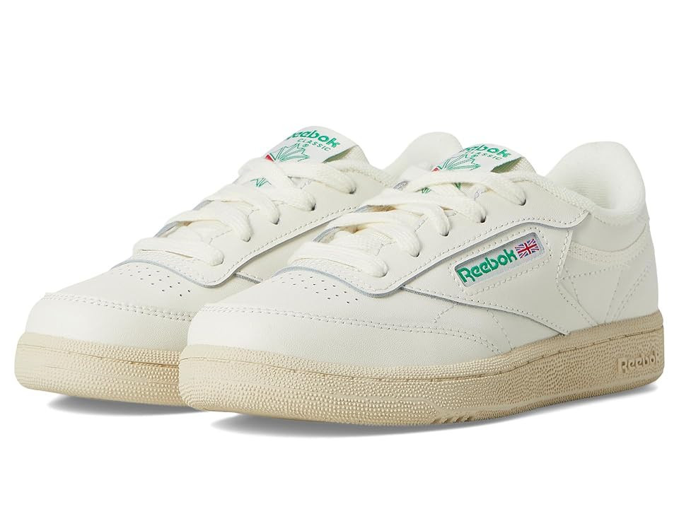 Reebok Kids Club C (Little Kid) Boy's Shoes Chalk/Chalk/Glen Green : 2 Little Kid M, Leather | Zappos