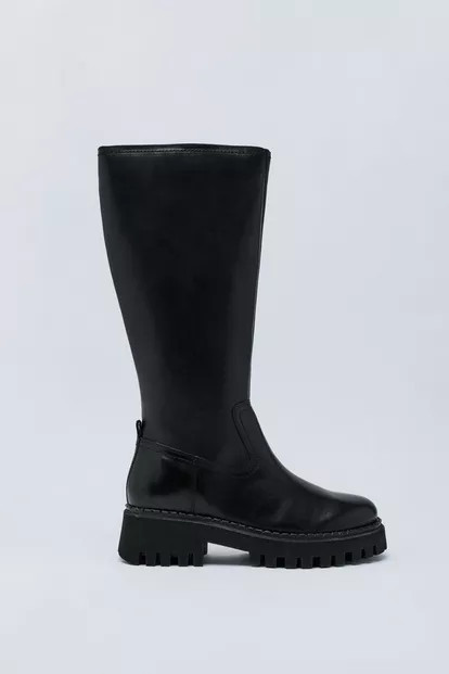 Real Leather Chunky Knee High Boot | Nasty Gal (US)