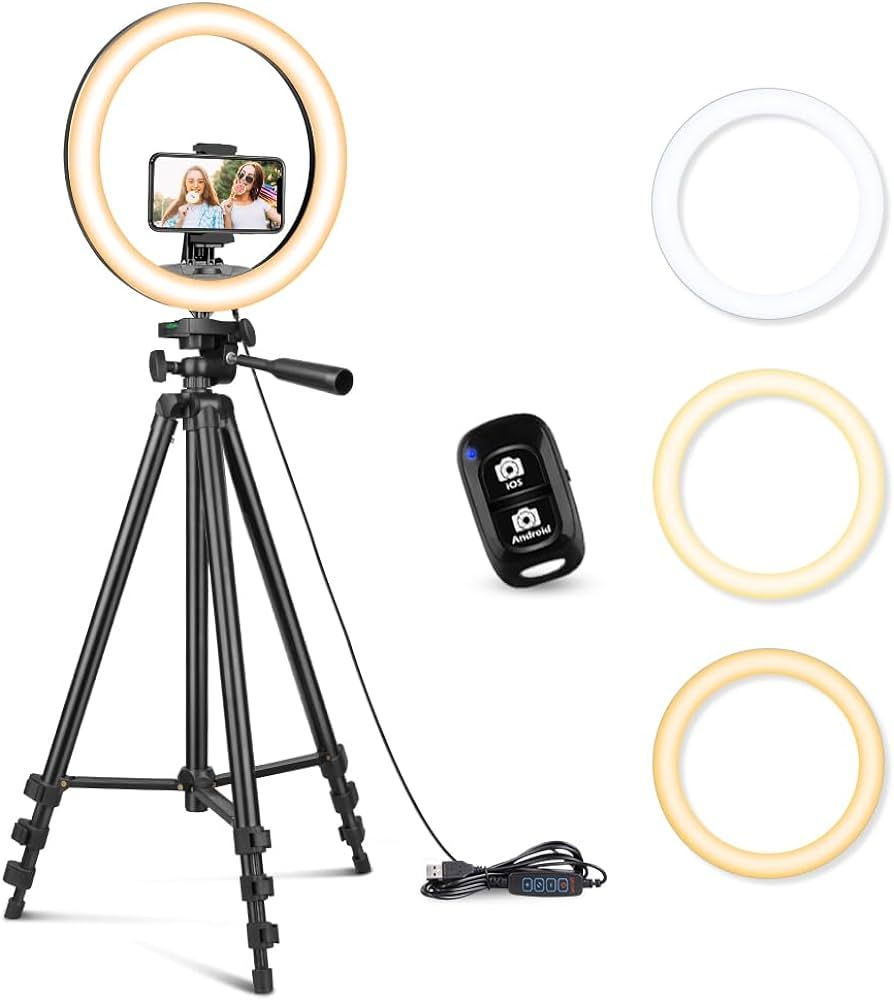 Sensyne 12'' Ring Light with 50'' Extendable Tripod Stand, LED Circle Lights with Phone Holder fo... | Amazon (US)