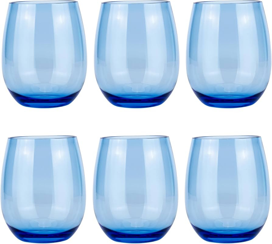 KX-WARE Unbreakable 18-ounce Acrylic Stemless Wine Glasses All Purpose Plastic Tumbler, set of 6 ... | Amazon (US)