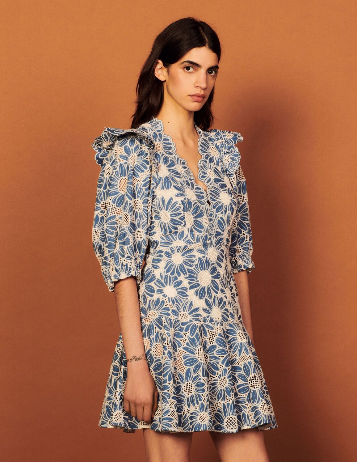 Short dress in embroidered fabric | Sandro (DE, FR & UK)