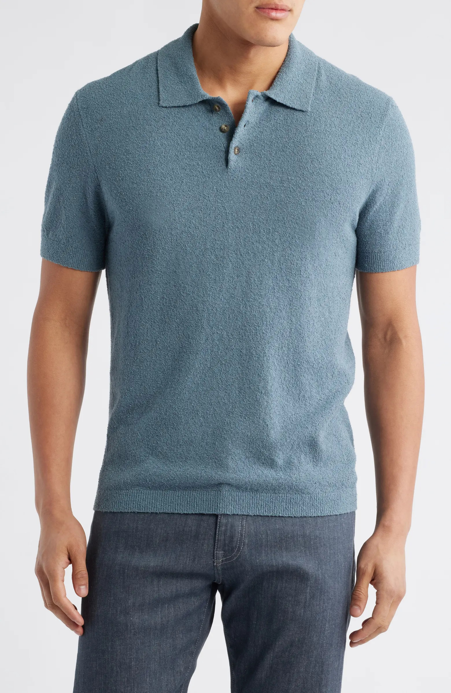 Nordstrom Short Sleeve Bouclé Polo Sweater | Nordstrom | Nordstrom
