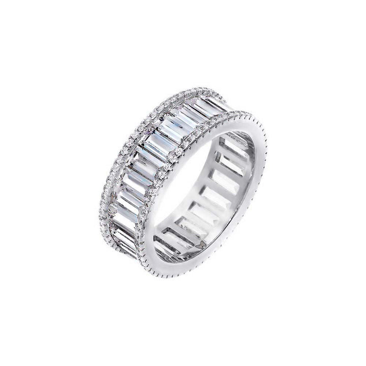 CZ Round X Baguette Eternity Band Ring | Adina Eden