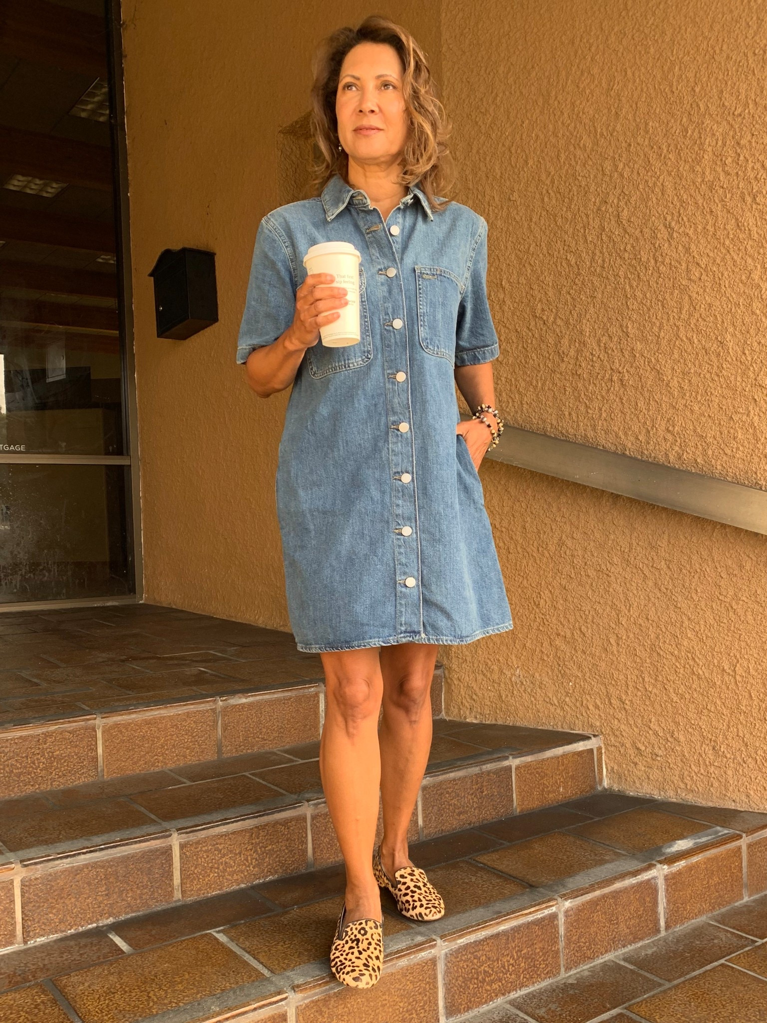 I love a casual outfit, and this one is cute for a casual day in the office, running errands, or grabbing coffee with a friend. Functional buttons and pockets are the cute details that make this dress a function grab and go. Add a bracelet stack to bump up the style quotient.

#LTKWorkwear #LTKmomlife #LTKOver40