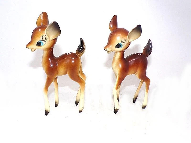 PAIR VINTAGE HARD PLASTIC 7" TALL DEER CHRISTMAS DECORATIONS -HONG KONG -FINE (G | eBay US