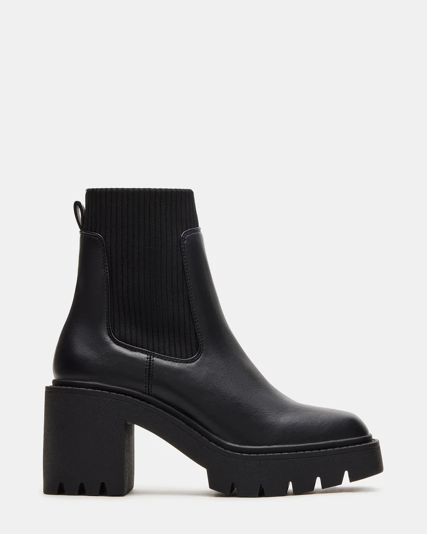 POLISH Black Paris Platform Lug Ankle Boot | Women's Booties | Steve Madden (US)