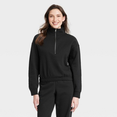Women's Rib Quarter Zip Pullover - Universal Thread™ Black S | Target