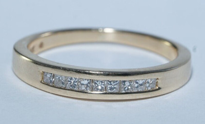 14K Yellow Gold 1/5ctw PRINCESS CUT Natural Diamond Half Eternity Ring Size 6.75  | eBay | eBay US