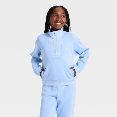 Girls' Airy Sleek 1/2 Zip Pullover Sweatshirt - All In Motion™ Blue XL | Target