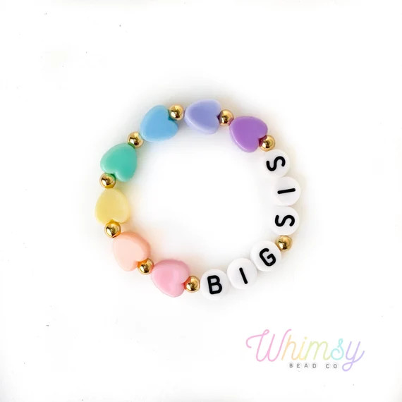 Big Sis Pastel Rainbow Heart Bracelet | Etsy (US)