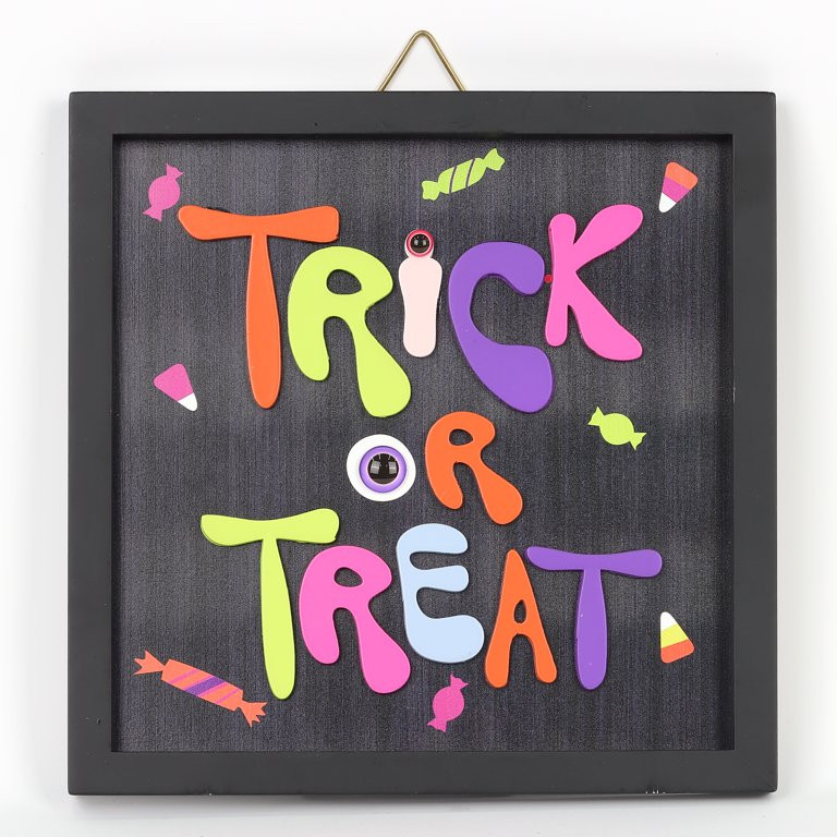 Trick or Treat Framed Wall Decor, Multicolor, 8" x 8", Halloween by Way To Celebrate | Walmart (US)