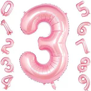 Tiffany Pink 3 Balloons,40 Inch Birthday Foil Balloon Party Decorations Supplies Helium Mylar Dig... | Amazon (US)