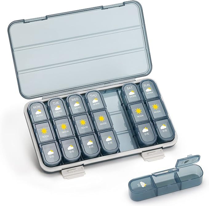 Pill Organizer 3 Times A Day, 7 Day Pill Box - Acedada Weekly Travel Pill Container, Large Medici... | Amazon (US)
