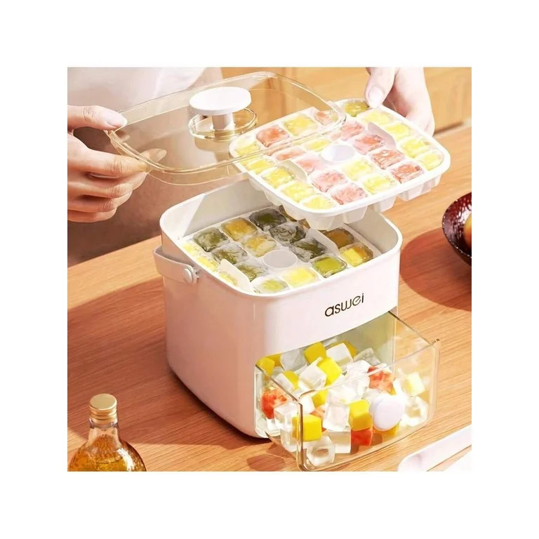 Ice Cube Tray for Freezer with Lid and Bin, 48-Cavity Double Layer Ice Maker Mold, Large Plastic ... | Walmart (US)