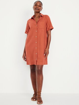 Linen-Blend Shirt Dress | Old Navy (US)