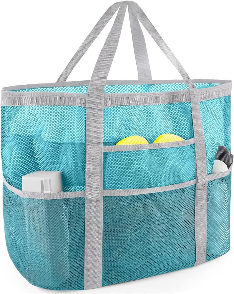 SRISE Mesh Beach Bag - Large Beach Tote Bag for Family Beach Bag for Toys & Vacation Essentials | Amazon (US)