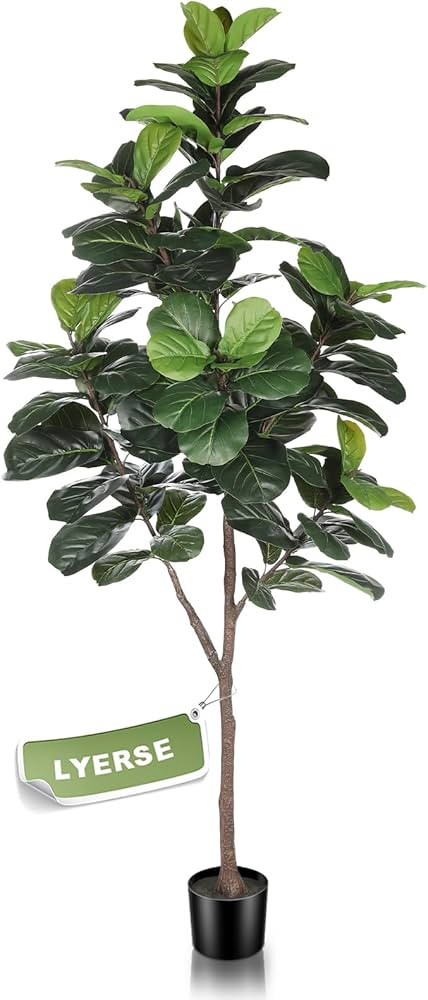 Artificial Fiddle Leaf Fig Tree - 6.5ft Faux Ficus Lyrata Plant with 108 Fiddle Leaves Fake Fig S... | Amazon (US)
