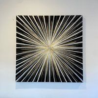 Swarovski Crystal Studded Black Gold Silver 3D Starburst Painting | Abstract Wall Art Glam Modern De | Etsy (US)