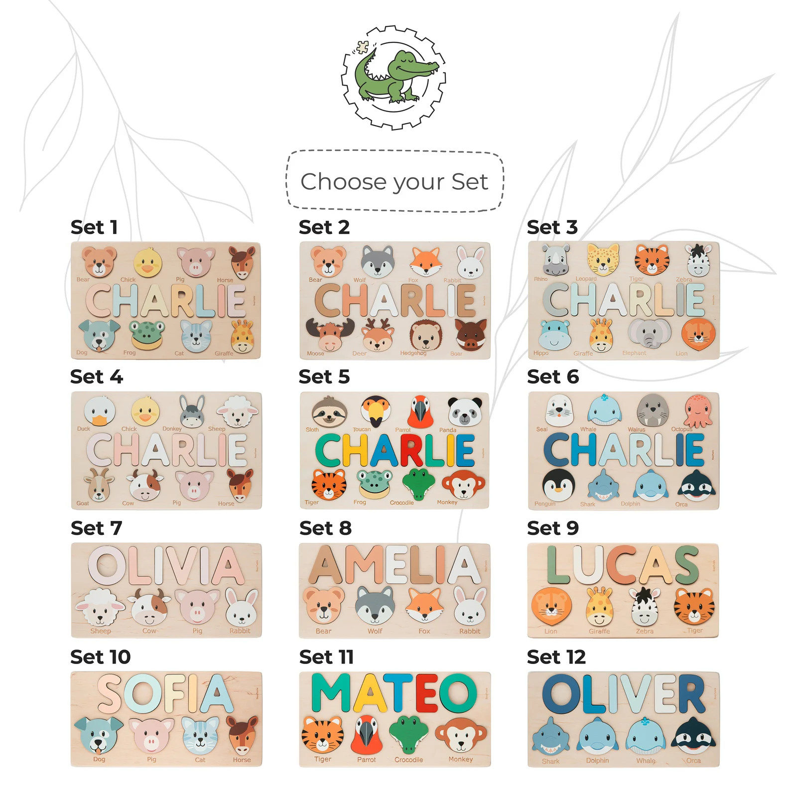 Personalized Name Puzzle With Animals | Baby, Toddler, Kids Toys | Wooden Toys | Baby Shower | Ch... | Etsy (US)