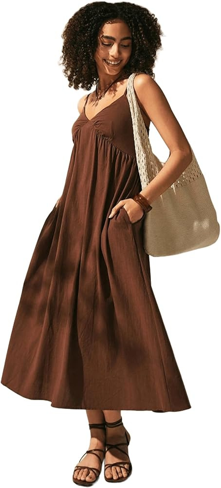 SKAYS Women's Maxi Long Dresses Summer Spaghetti Strap Flowy Sleeveless A-Line Beach Vacation Sun... | Amazon (US)