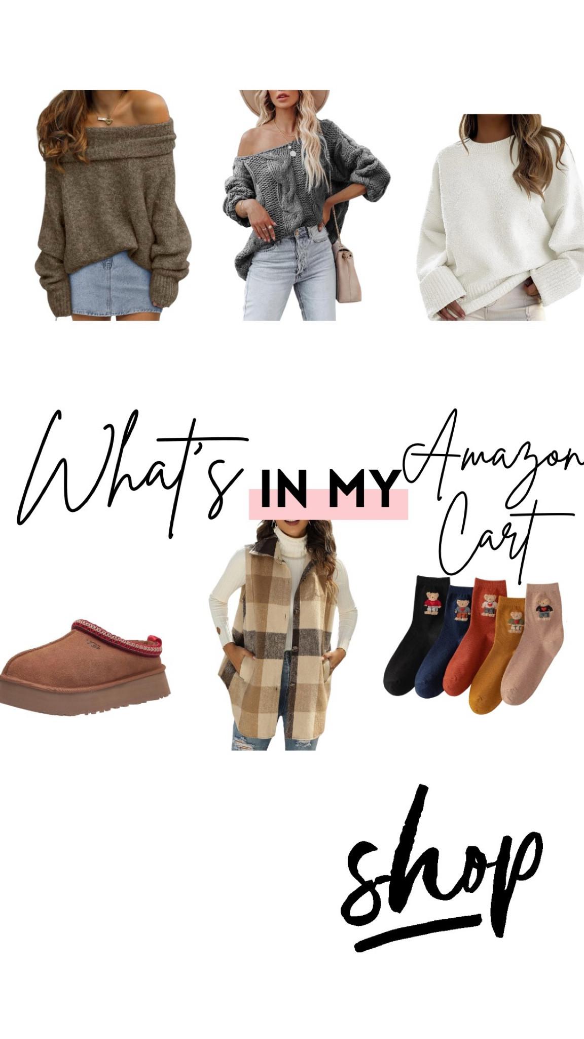 What’s currently in my Amazon cart for fall fashion finds 🤎 always need a new pair of Tazz Ugg slippers for autumn! & I’ve seen on tiktok that these amazon sweaters are such good quality 😍

#LTKFallSale #LTKFindsUnder100 #LTKSeasonal