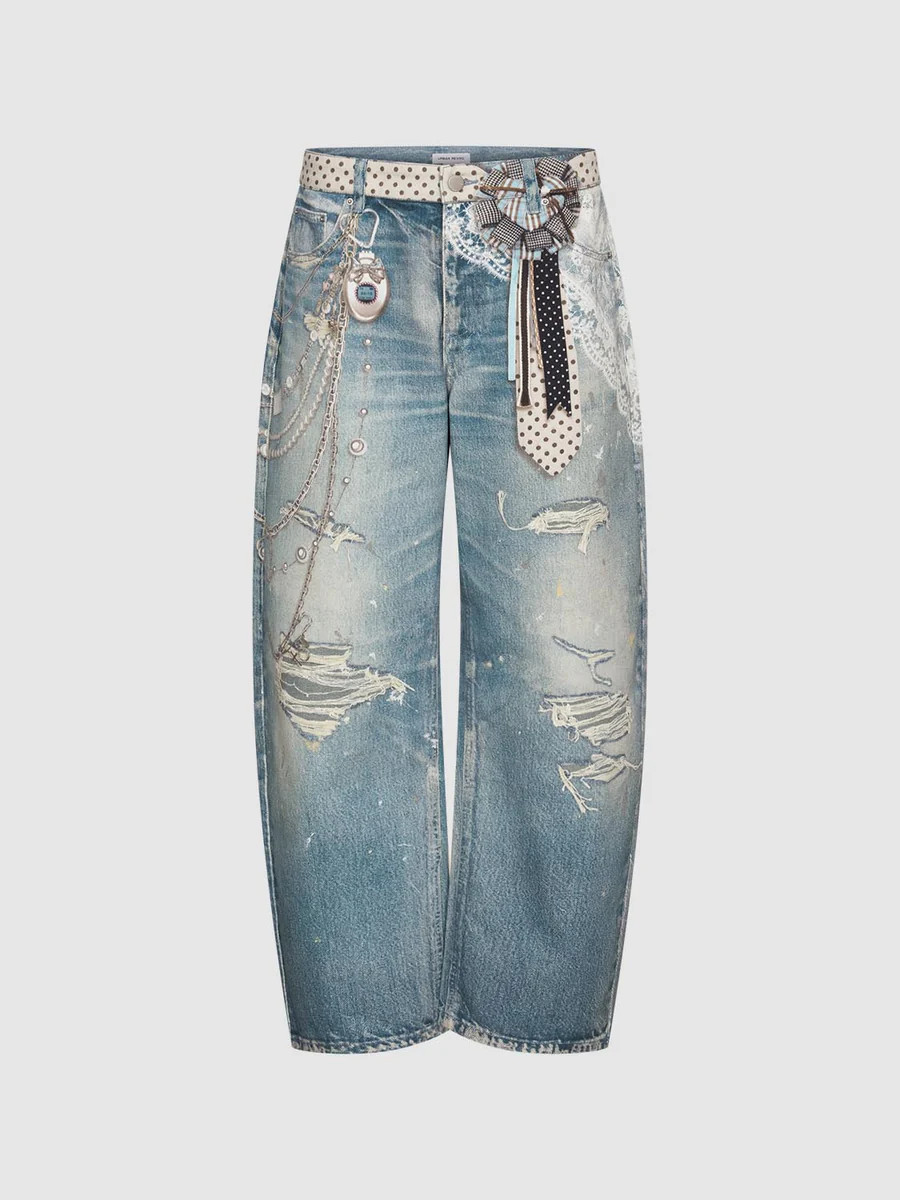 Raw Detail Barrel Leg Jeans | Urban Revivo