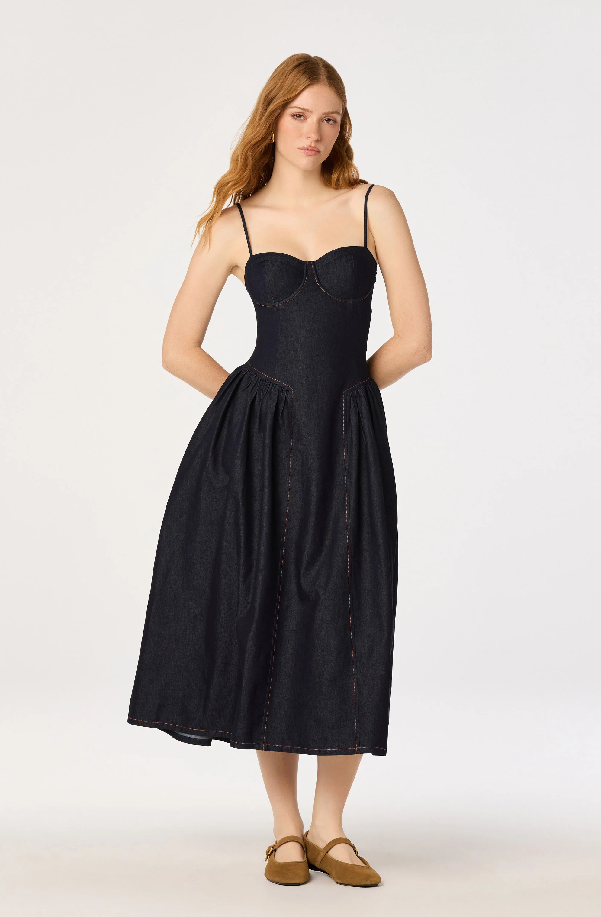Margaux Denim Bustier Midi Dress - Dark denim / XS | ASTR The Label (US)