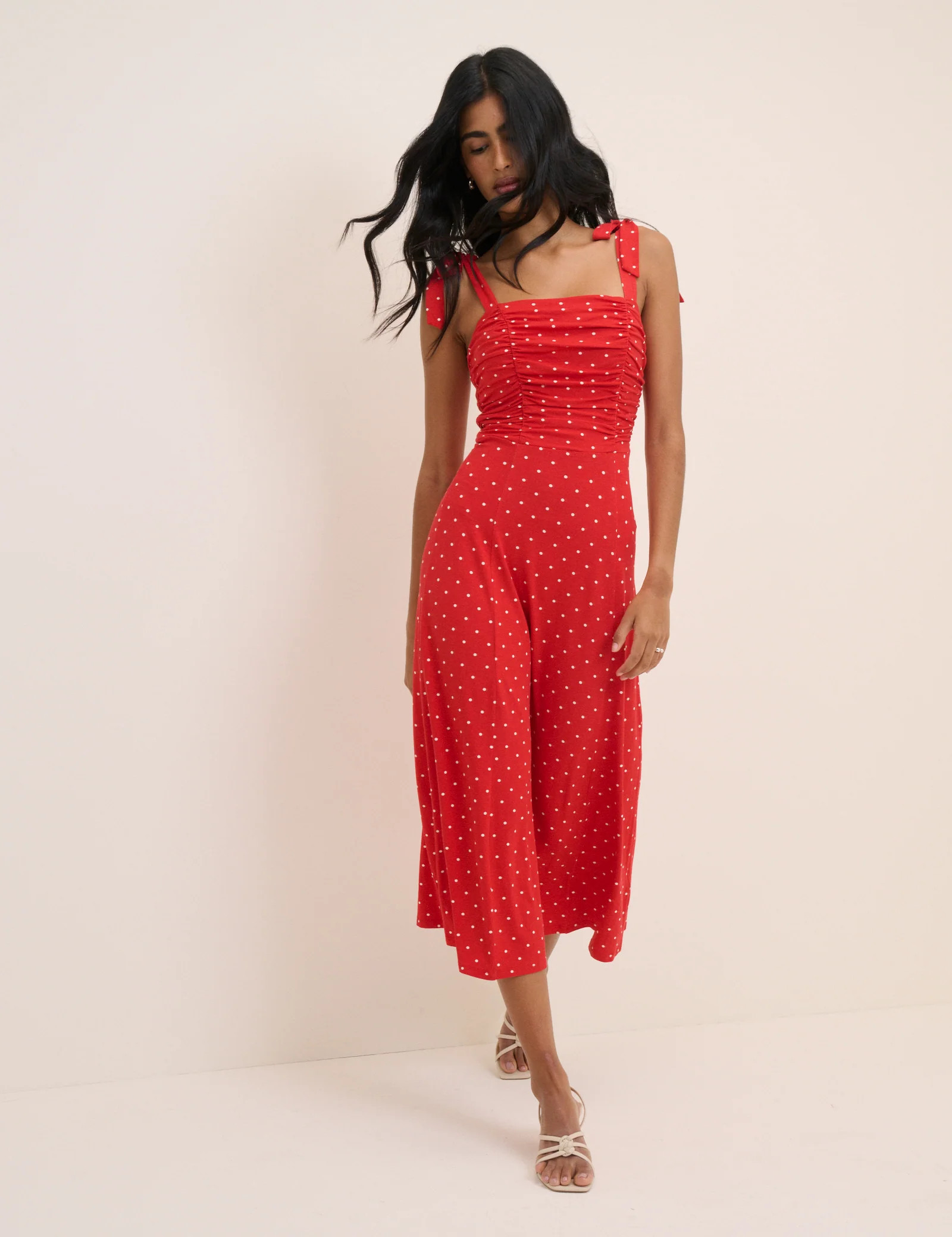 Red Polka Dot Hattie Jersey Midi Dress | Nobody's Child