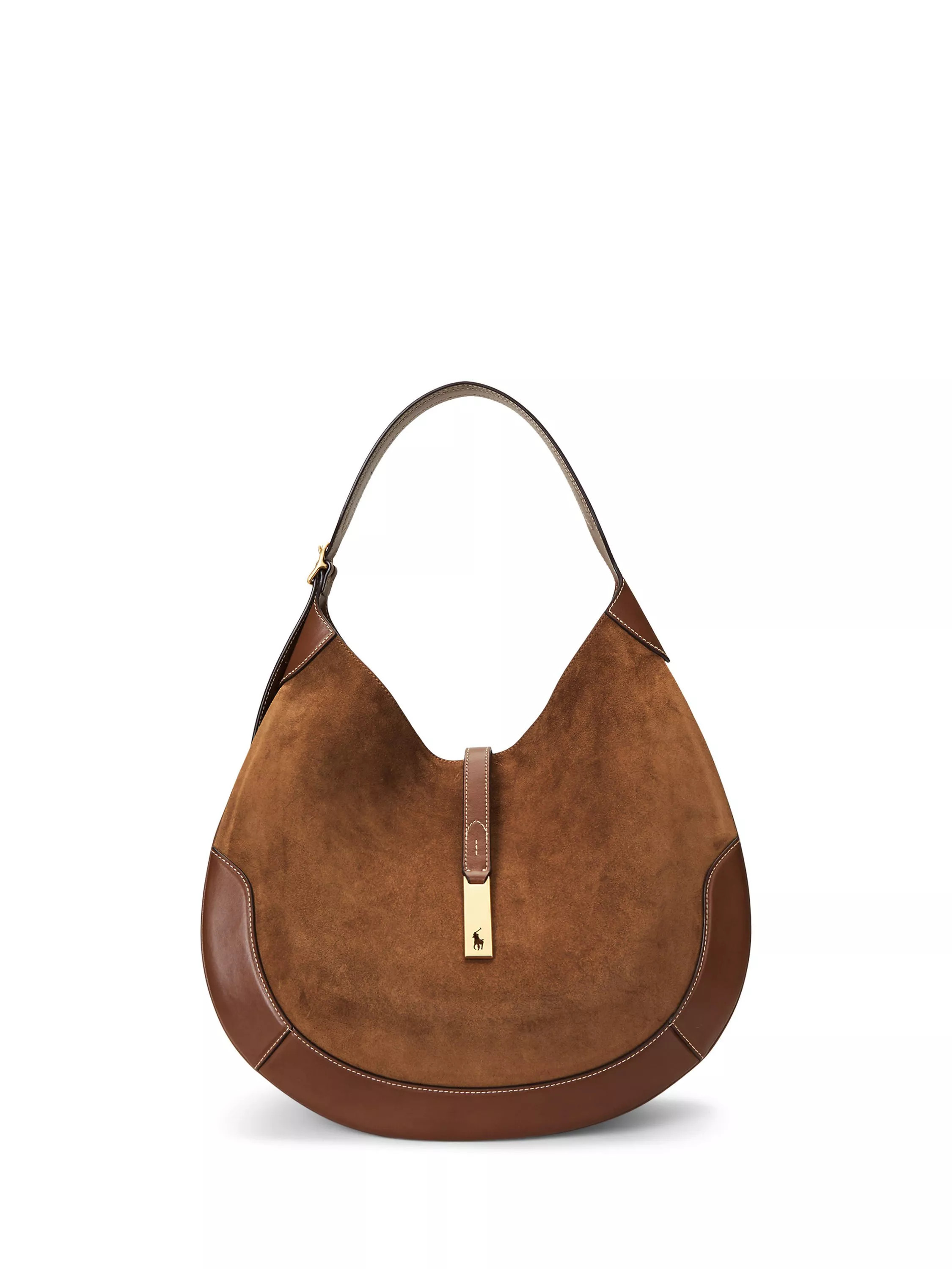 Polo Ralph Lauren Polo ID Suede Shoulder Bag, Cinnamon | John Lewis (UK)