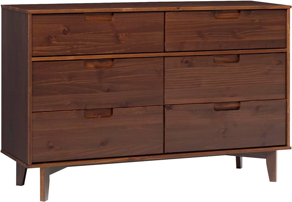 Walker Edison Mid Century Modern Grooved Handle Wood Dresser Bedroom Storage Drawer Organizer Clo... | Amazon (US)
