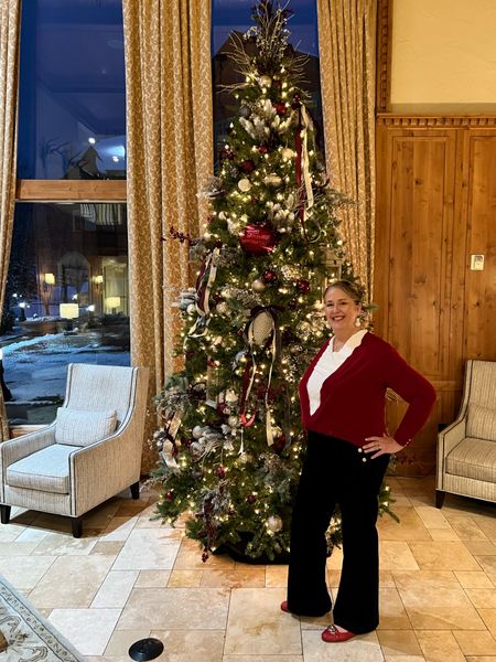 I put this holiday outfit together from new wide leg pants and the rest from items I had. I got quite a few compliments at the open house. The pants also come in #tall and plus size. 

#LTKplussize #LTKHoliday #LTKover40
