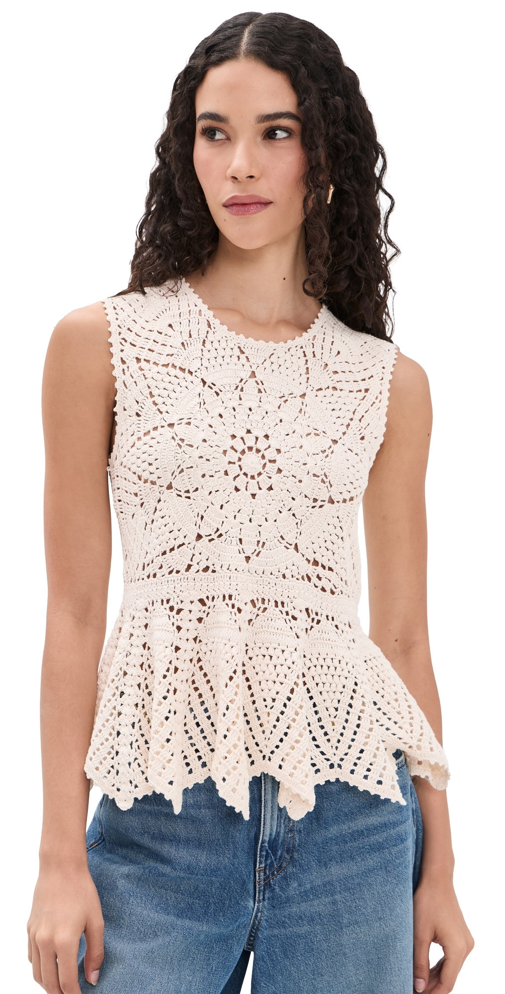 Ulla Johnson Cora Crochet Top Cowrie M | Shopbop
