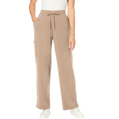 Woman Within Knit Pull-On Drawstring Cargo Pants - 18/20, New Khaki | Target