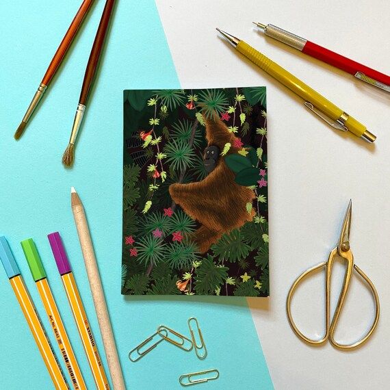A6 Mini Notebook  Jungle Orangutan  Illustrated Cover With - Etsy | Etsy (US)