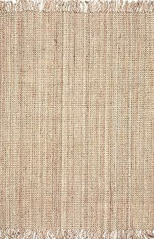 nuLOOM 5x8 Daniela Jute Tassel Hand Woven Area Rug, Natural, Solid Chunky Farmhouse Design, Natur... | Amazon (US)