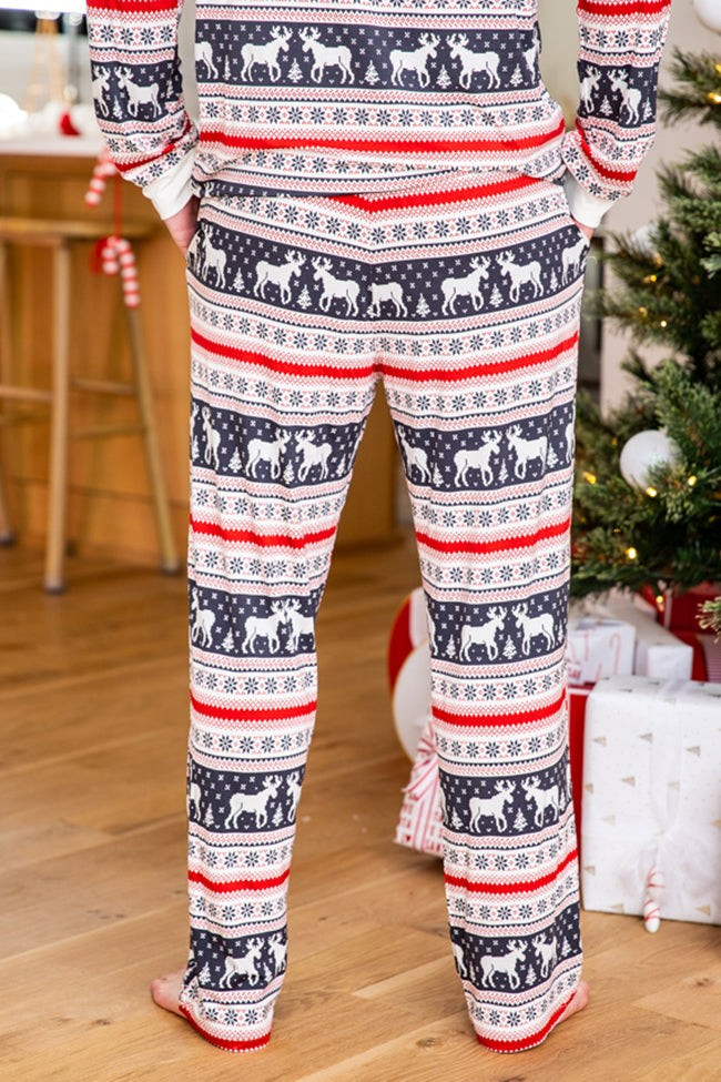 Mens Holly And Jolly Charcoal Christmas Print Pajama Pants | Pink Lily