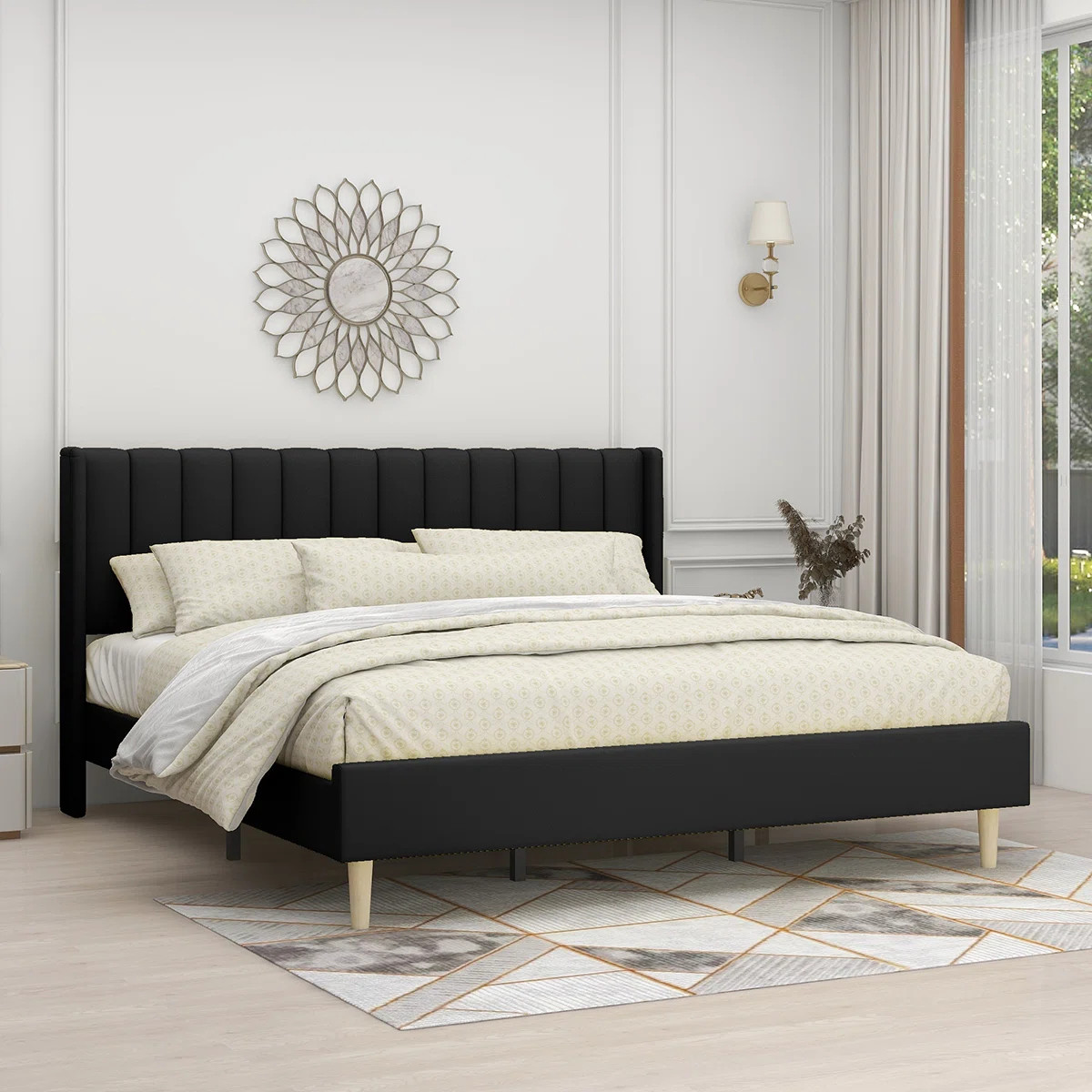 Eriksay Low Profile Upholstered Platform Bed with Wingback Headboard | Wayfair North America