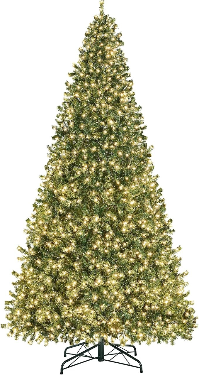 Yaheetech 12ft Pre-lit Spruce Artificial Hinged Christmas Pine Tree Prelighted Holiday Xmas Tree ... | Amazon (US)