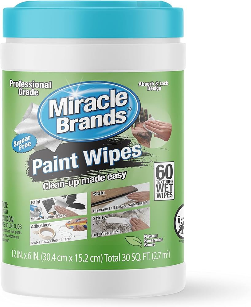 MiracleWipes for Paint Cleanup, Formulated to Remove Tough Contaminants from Hands, Surfaces, & T... | Amazon (US)