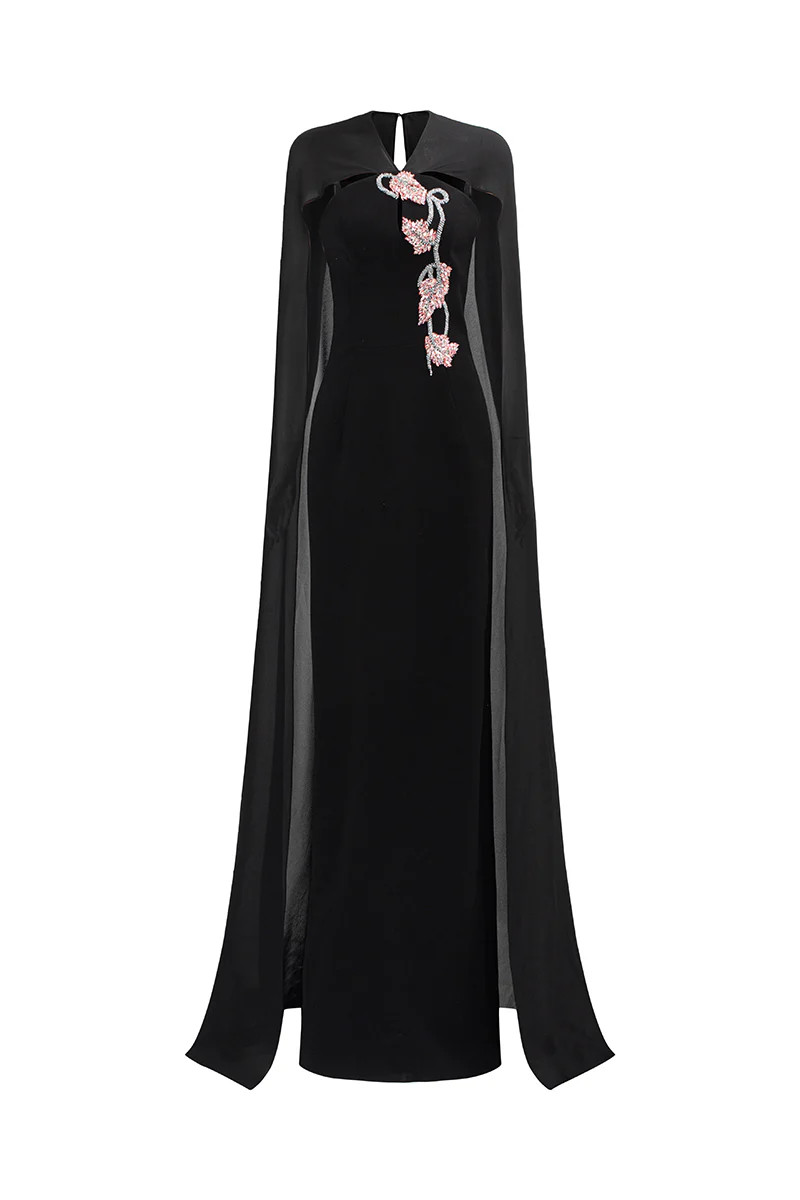 VELVET SATIN CAPE GOWN | Tracy Studio | CULT MIA | CULT MIA UK LTD